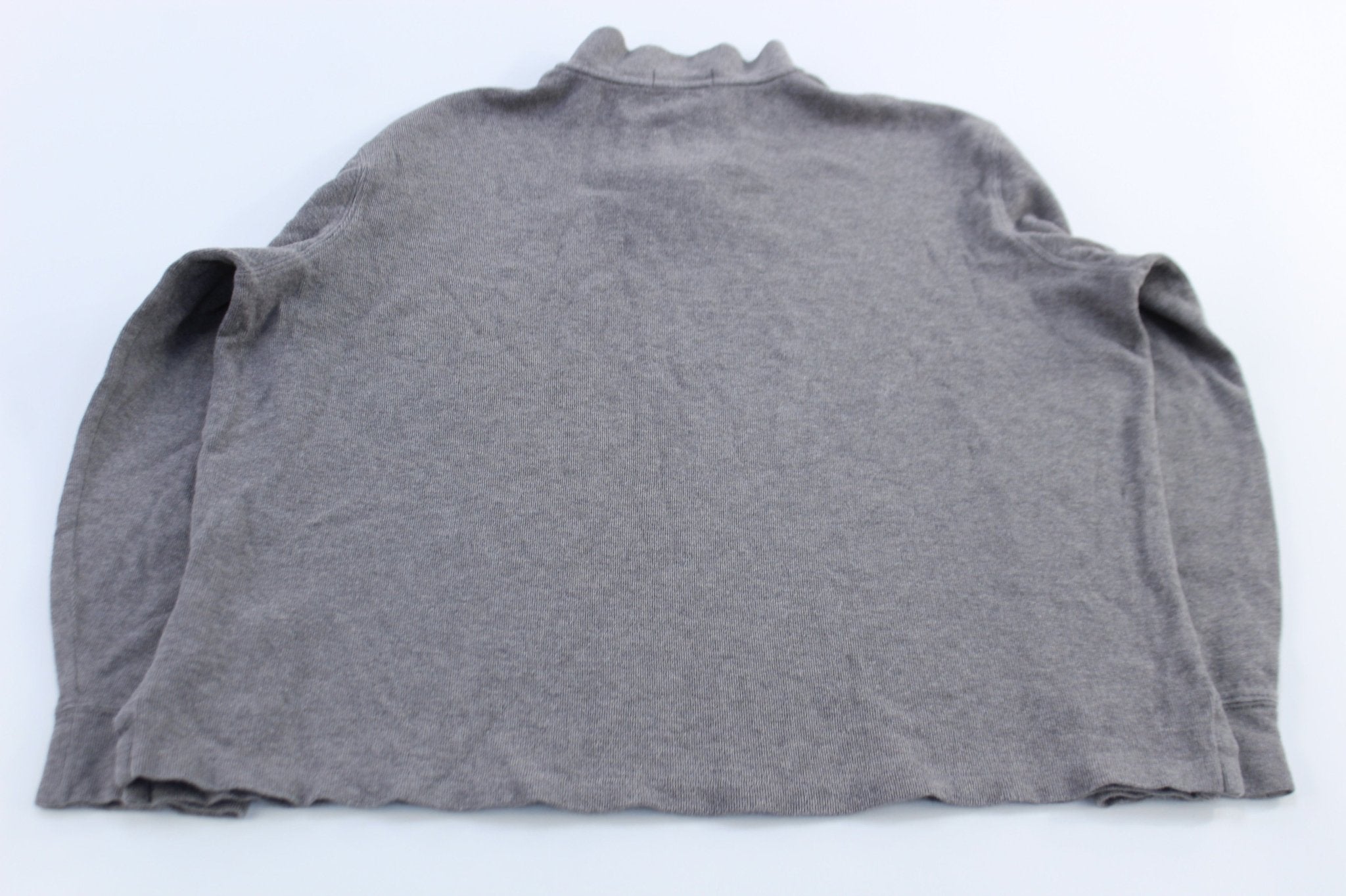 Polo Ralph Lauren Embroidered Logo Grey Quarter Zip Sweater - ThriftedThreads.com