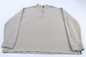 Polo Ralph Lauren Embroidered Logo Grey Quarter Zip Sweater - ThriftedThreads.com