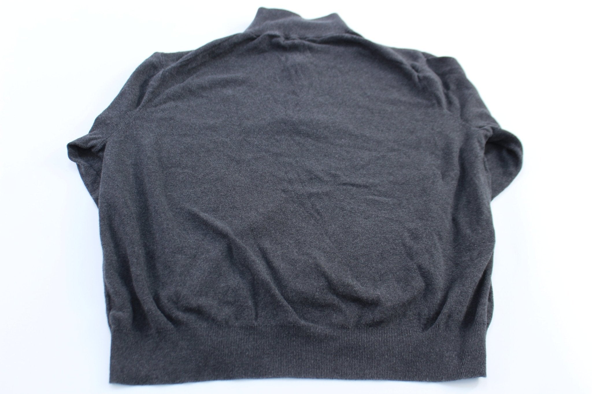 Polo Ralph Lauren Embroidered Logo Grey Quarter Zip Sweater - ThriftedThreads.com