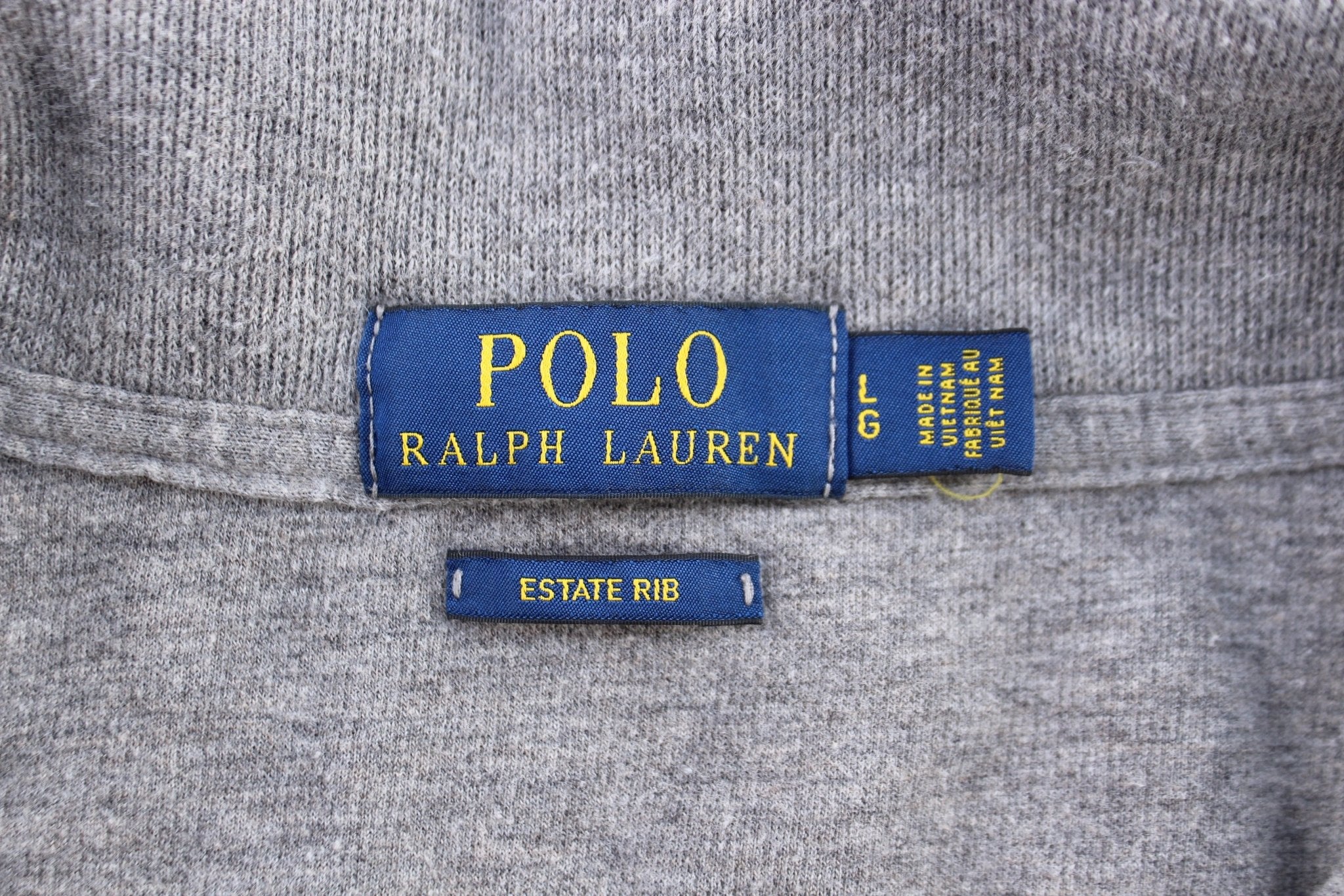 Polo Ralph Lauren Embroidered Logo Grey Quarter Zip Sweater - ThriftedThreads.com