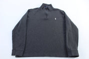Polo Ralph Lauren Embroidered Logo Grey Quarter Zip Sweater - ThriftedThreads.com