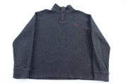 Polo Ralph Lauren Embroidered Logo Grey Quarter Zip Sweater - ThriftedThreads.com