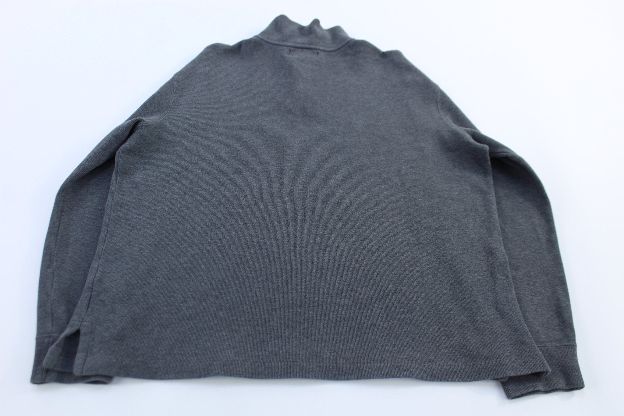 Polo Ralph Lauren Embroidered Logo Grey Quarter Zip Sweater - ThriftedThreads.com