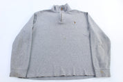 Polo Ralph Lauren Embroidered Logo Grey Quarter Zip Sweater - Sweater - Thrifted Threads
