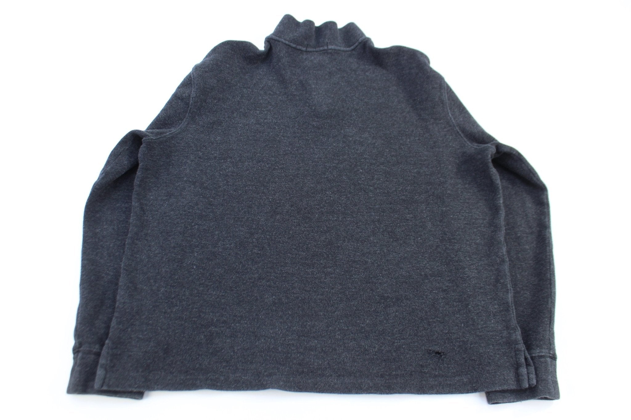 Polo Ralph Lauren Embroidered Logo Grey Quarter Zip Sweater - Sweater - Thrifted Threads