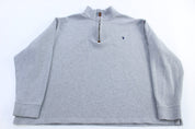 Polo Ralph Lauren Embroidered Logo Grey Quarter Zip Sweater - Sweater - Thrifted Threads