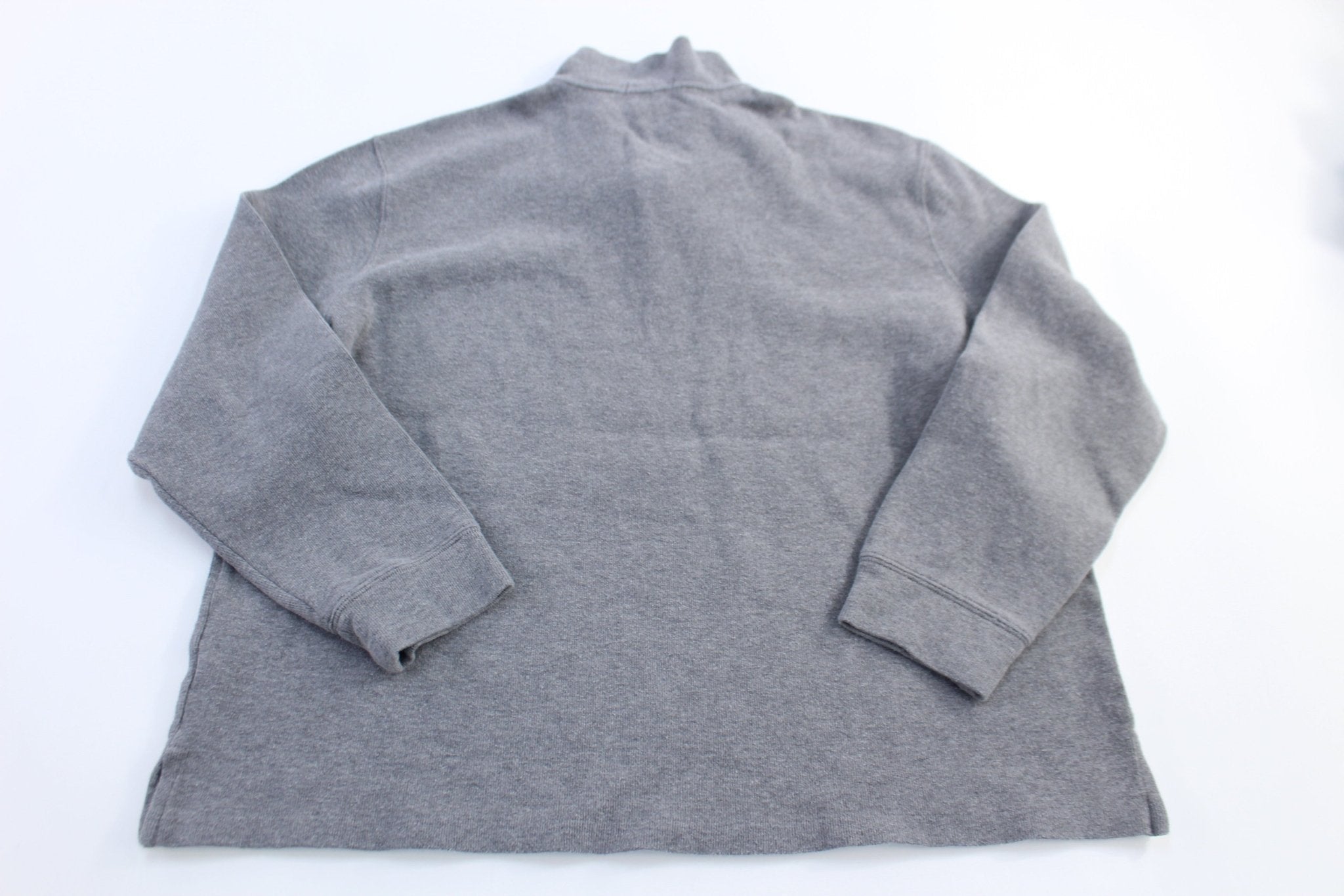 Polo Ralph Lauren Embroidered Logo Grey Quarter Zip Sweater - Sweater - Thrifted Threads