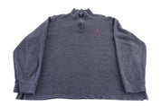 Polo Ralph Lauren Embroidered Logo Grey Quarter Zip Sweater - Sweater - Thrifted Threads