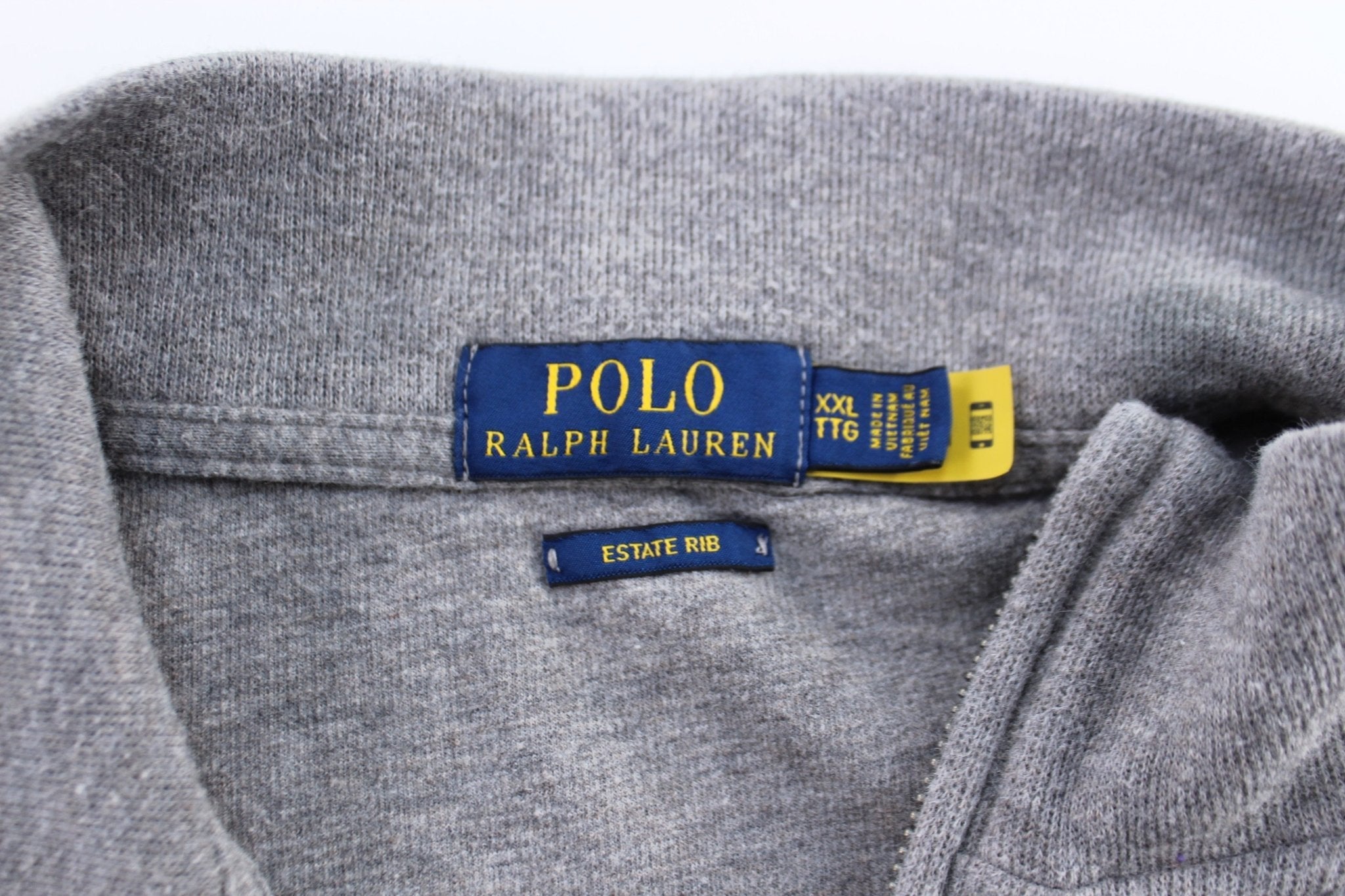 Polo Ralph Lauren Embroidered Logo Grey Quarter Zip Sweater - Sweater - Thrifted Threads