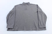 Polo Ralph Lauren Embroidered Logo Grey Quarter Zip Sweater - Sweater - Thrifted Threads