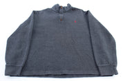 Polo Ralph Lauren Embroidered Logo Grey Quarter Zip Sweater - Sweater - Thrifted Threads