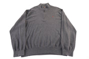 Polo Ralph Lauren Embroidered Logo Grey Quarter Zip Sweater - Sweater - Thrifted Threads