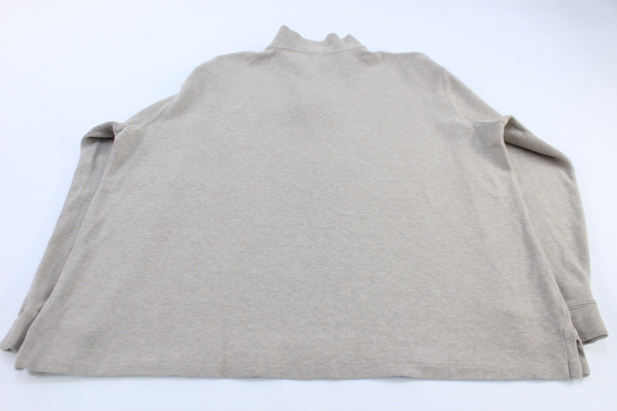 Polo Ralph Lauren Embroidered Logo Grey Quarter Zip Sweater - Sweater - Thrifted Threads