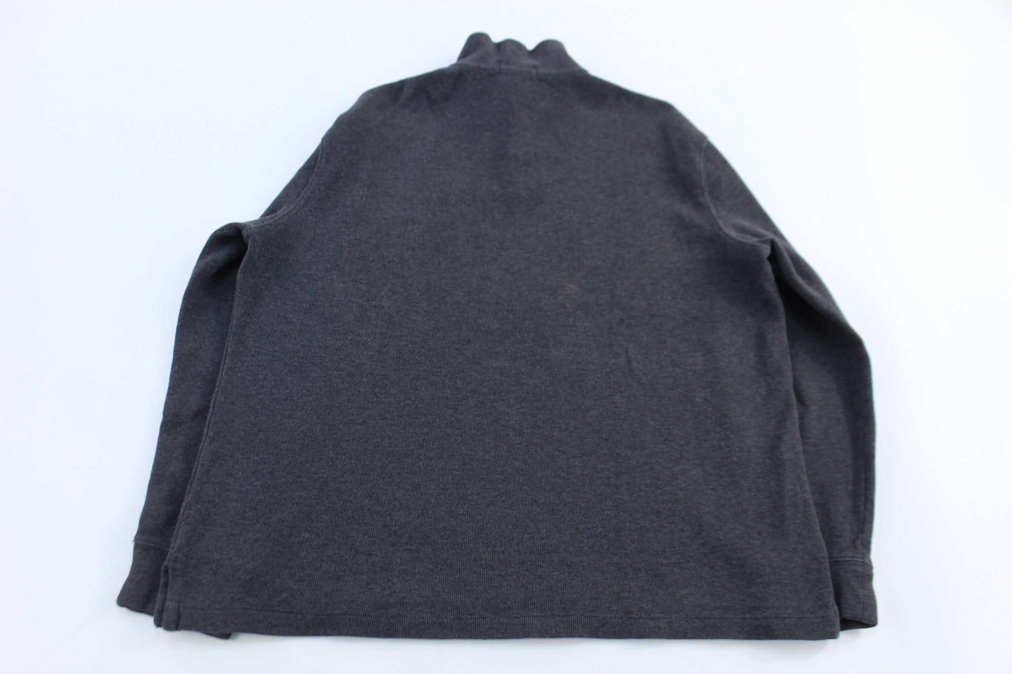 Polo Ralph Lauren Embroidered Logo Grey Quarter Zip Sweater - Sweater - Thrifted Threads