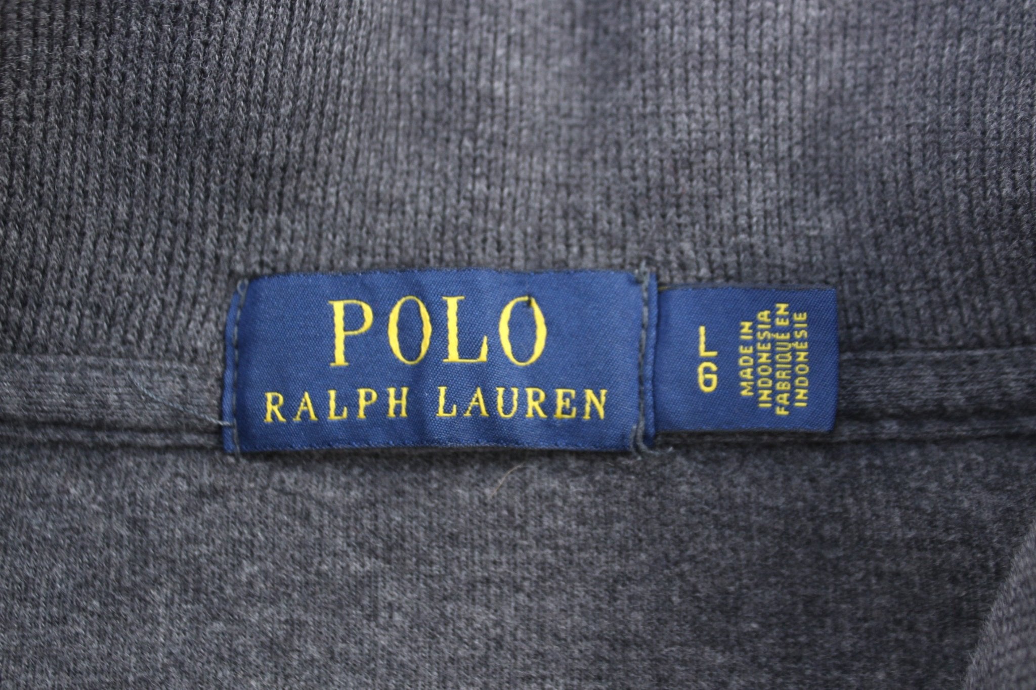 Polo Ralph Lauren Embroidered Logo Grey Quarter Zip Sweater - Sweater - Thrifted Threads
