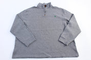 Polo Ralph Lauren Embroidered Logo Grey Quarter Zip Sweater - Sweater - Thrifted Threads
