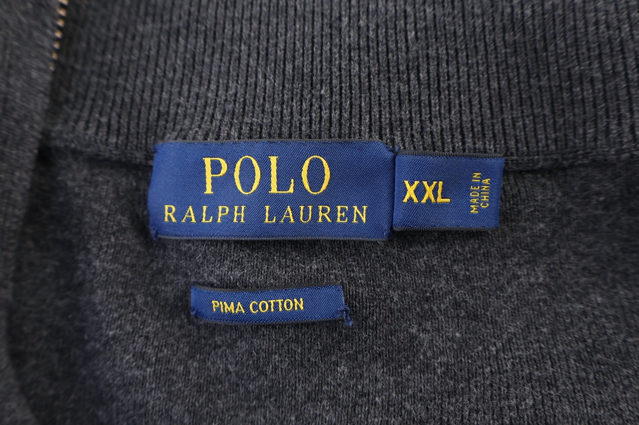 Polo Ralph Lauren Embroidered Logo Grey Quarter Zip Sweater - Sweater - Thrifted Threads