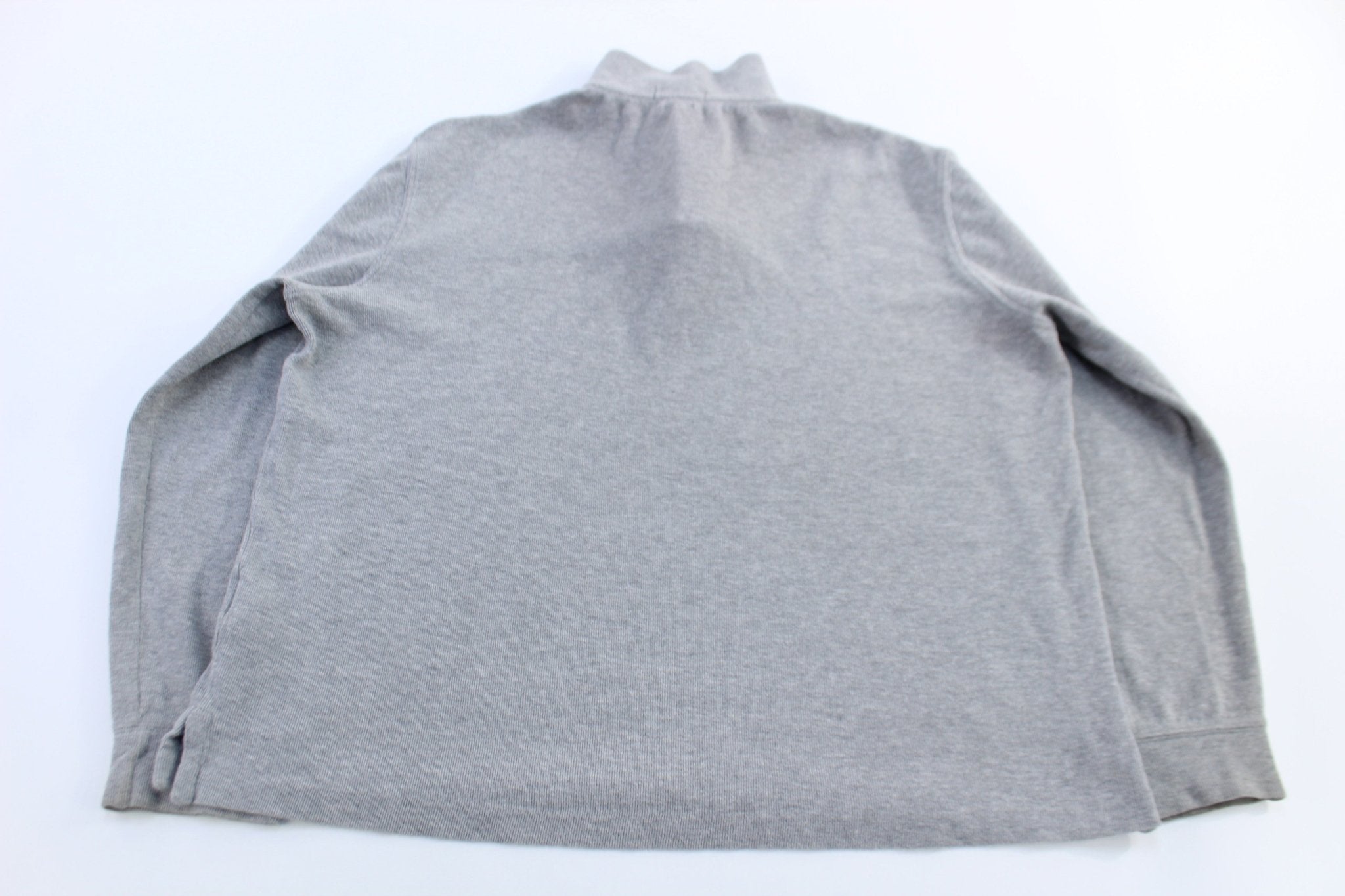 Polo Ralph Lauren Embroidered Logo Grey Quarter Zip Sweater - Sweater - Thrifted Threads