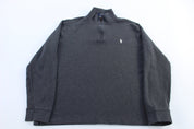Polo Ralph Lauren Embroidered Logo Grey Quarter Zip Sweater - Sweater - Thrifted Threads