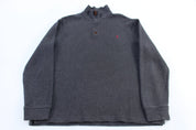 Polo Ralph Lauren Embroidered Logo Grey Quarter Zip Sweater - Sweater - Thrifted Threads