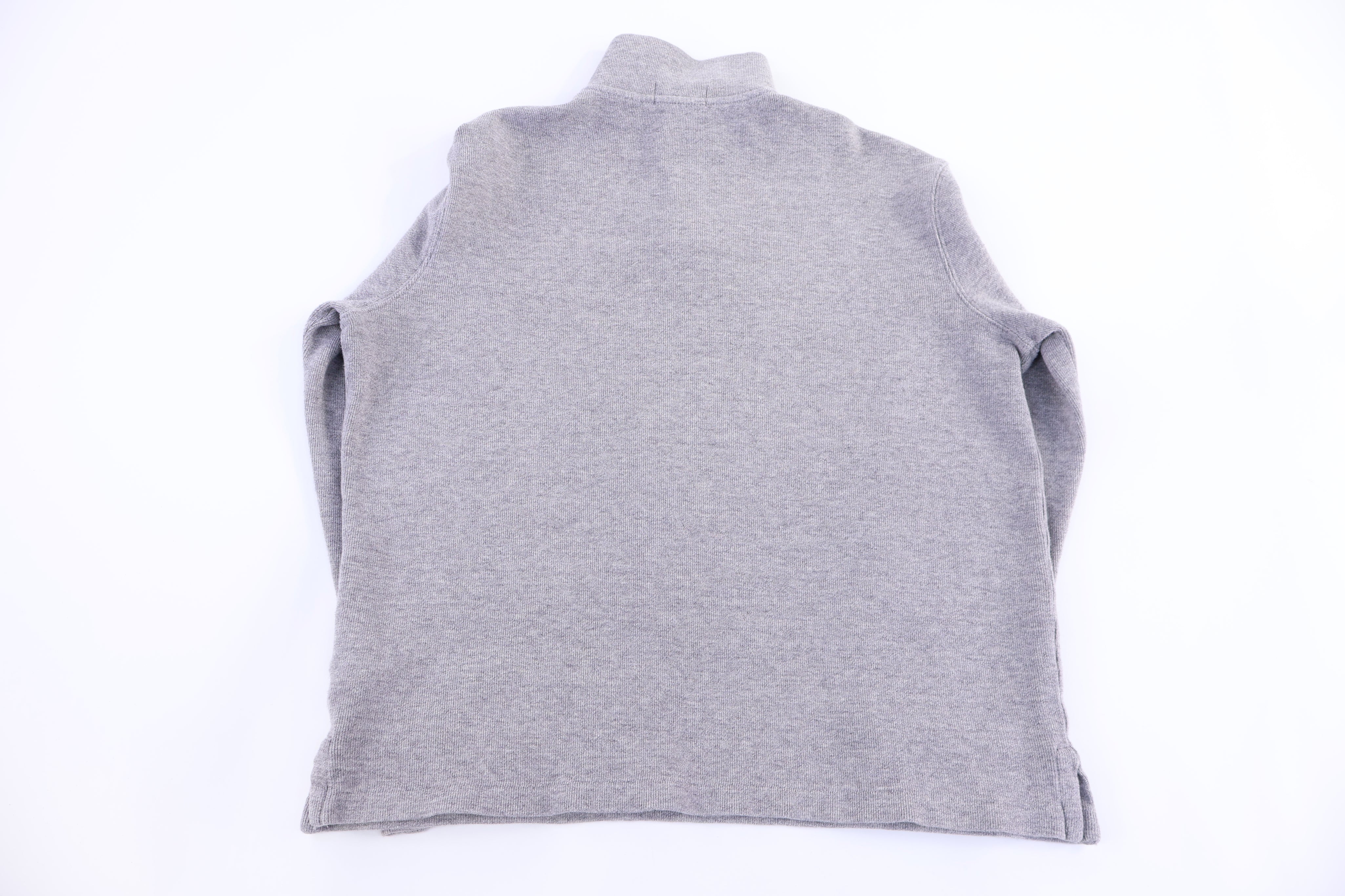 Polo Ralph Lauren Embroidered Logo Grey Quarter Zip Sweater - Sweater - Thrifted Threads
