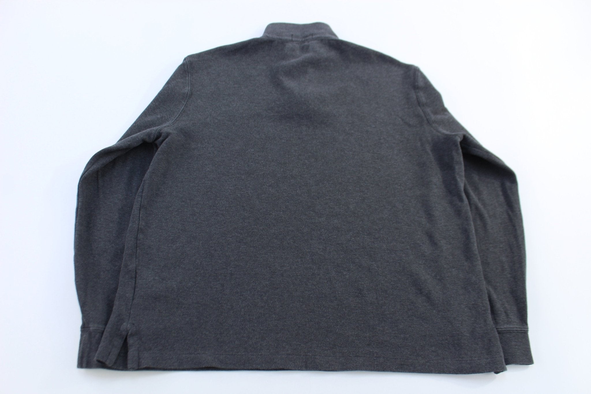 Polo Ralph Lauren Embroidered Logo Grey Quarter Zip Sweater - Sweater - Thrifted Threads