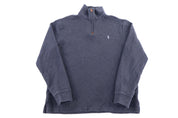 Polo Ralph Lauren Embroidered Logo Grey Quarter Zip Sweater - Sweater - Thrifted Threads
