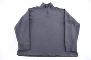 Polo Ralph Lauren Embroidered Logo Grey Quarter Zip Sweater - Sweater - Thrifted Threads