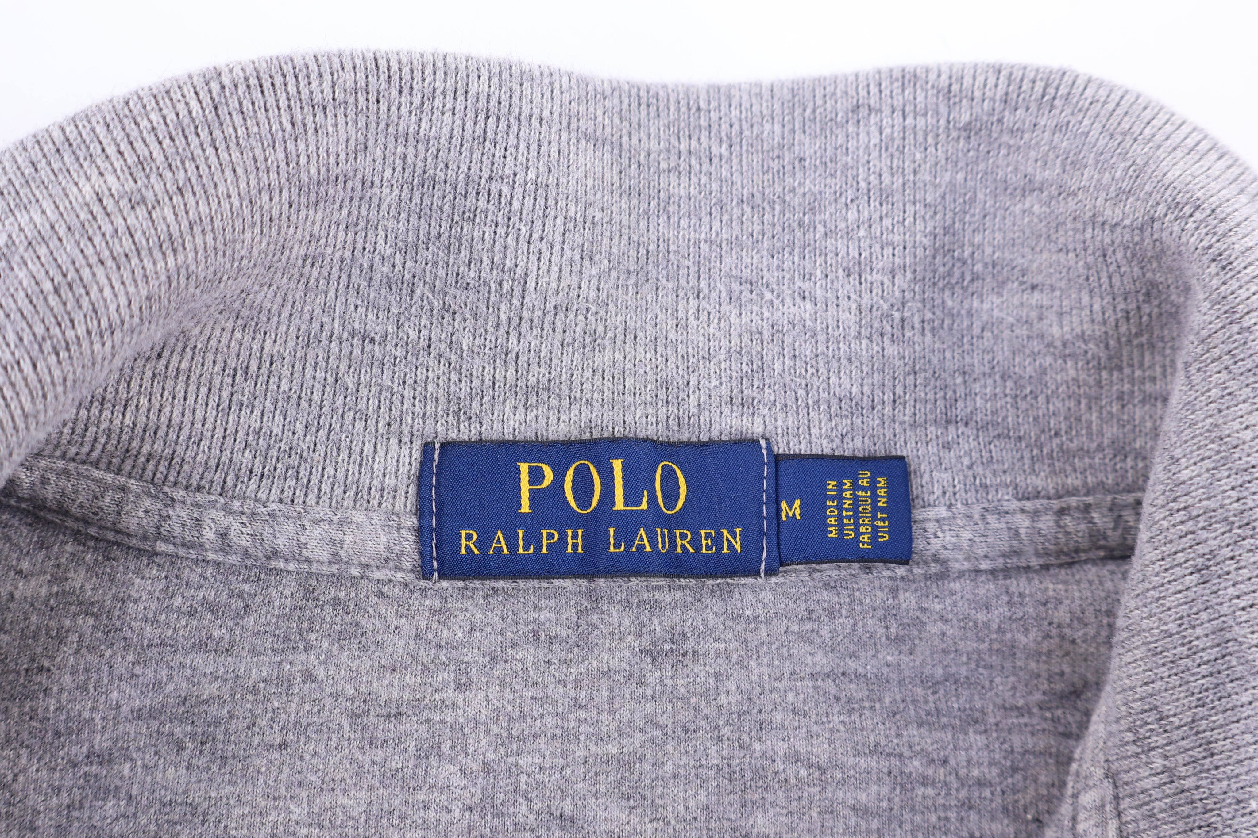 Polo Ralph Lauren Embroidered Logo Grey Quarter Zip Sweater - Sweater - Thrifted Threads