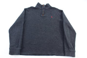 Polo Ralph Lauren Embroidered Logo Grey Quarter Zip Sweater - Sweater - Thrifted Threads