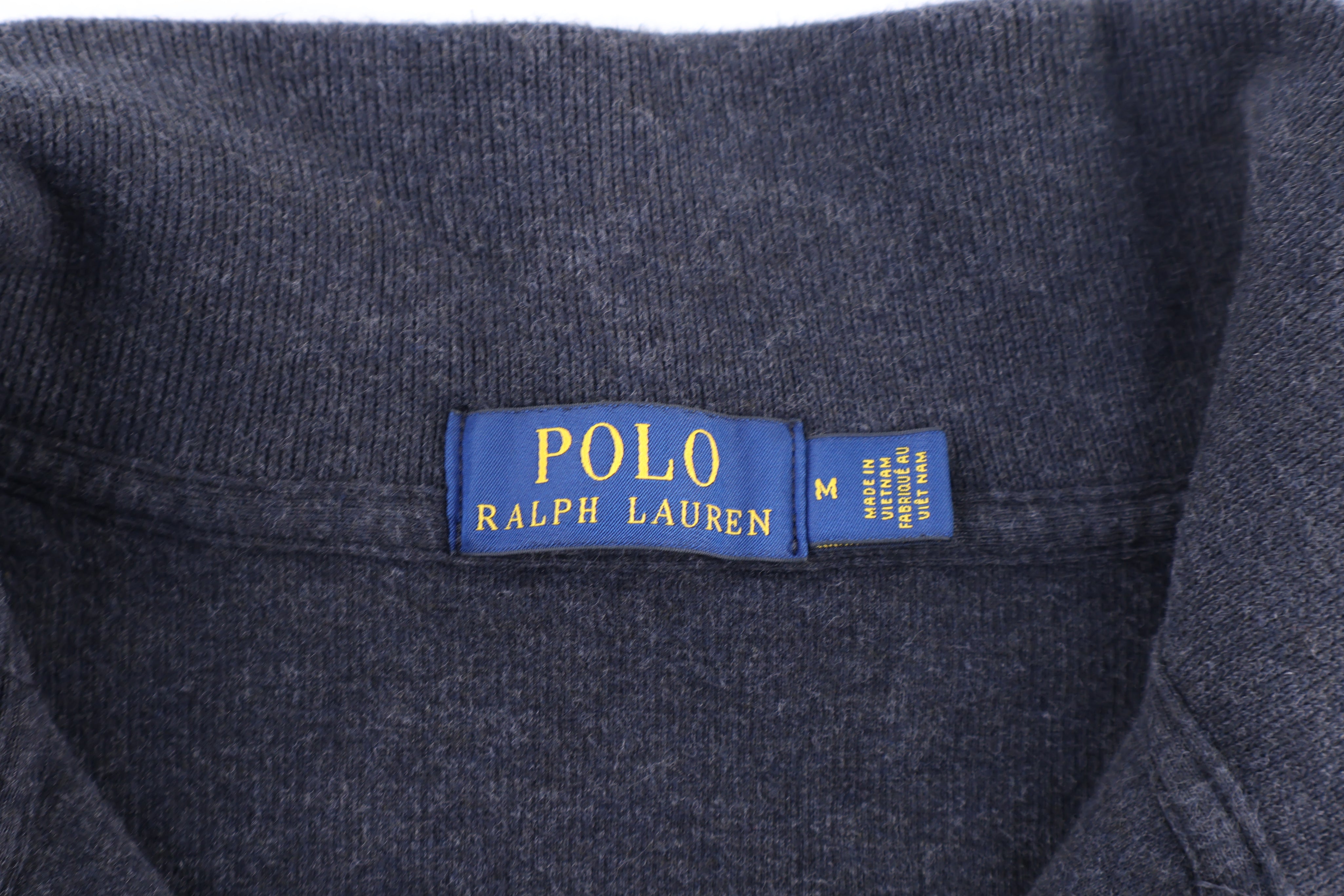 Polo Ralph Lauren Embroidered Logo Grey Quarter Zip Sweater - Sweater - Thrifted Threads