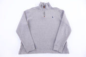 Polo Ralph Lauren Embroidered Logo Grey Quarter Zip Sweater - Sweater - Thrifted Threads
