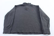 Polo Ralph Lauren Embroidered Logo Grey Quarter Zip Sweater - Sweater - Thrifted Threads