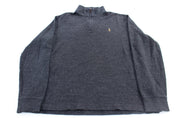 Polo Ralph Lauren Embroidered Logo Grey Quarter Zip Sweater - Sweater - Thrifted Threads