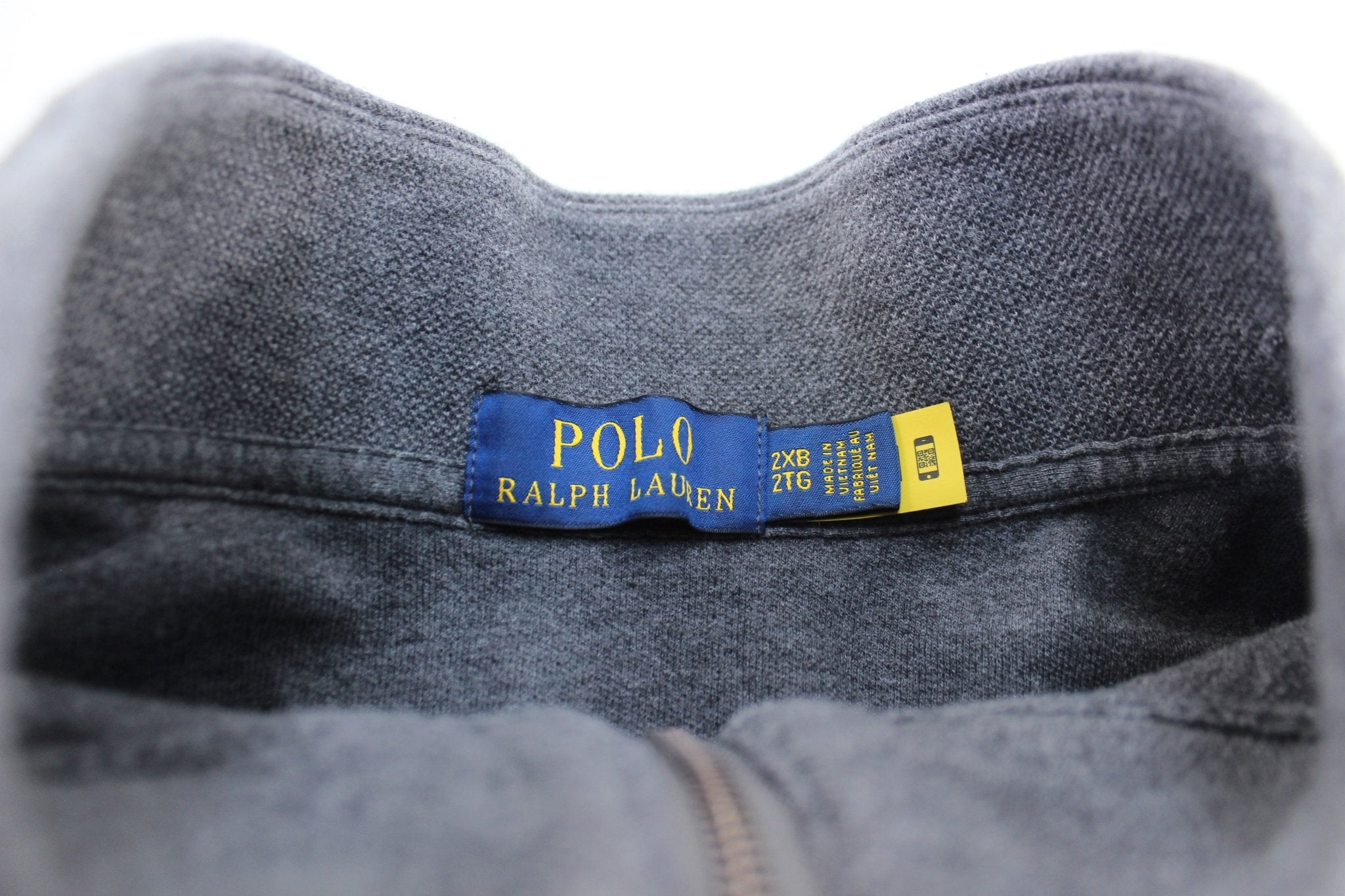 Polo Ralph Lauren Embroidered Logo Grey Zip Up Sweater - ThriftedThreads.com