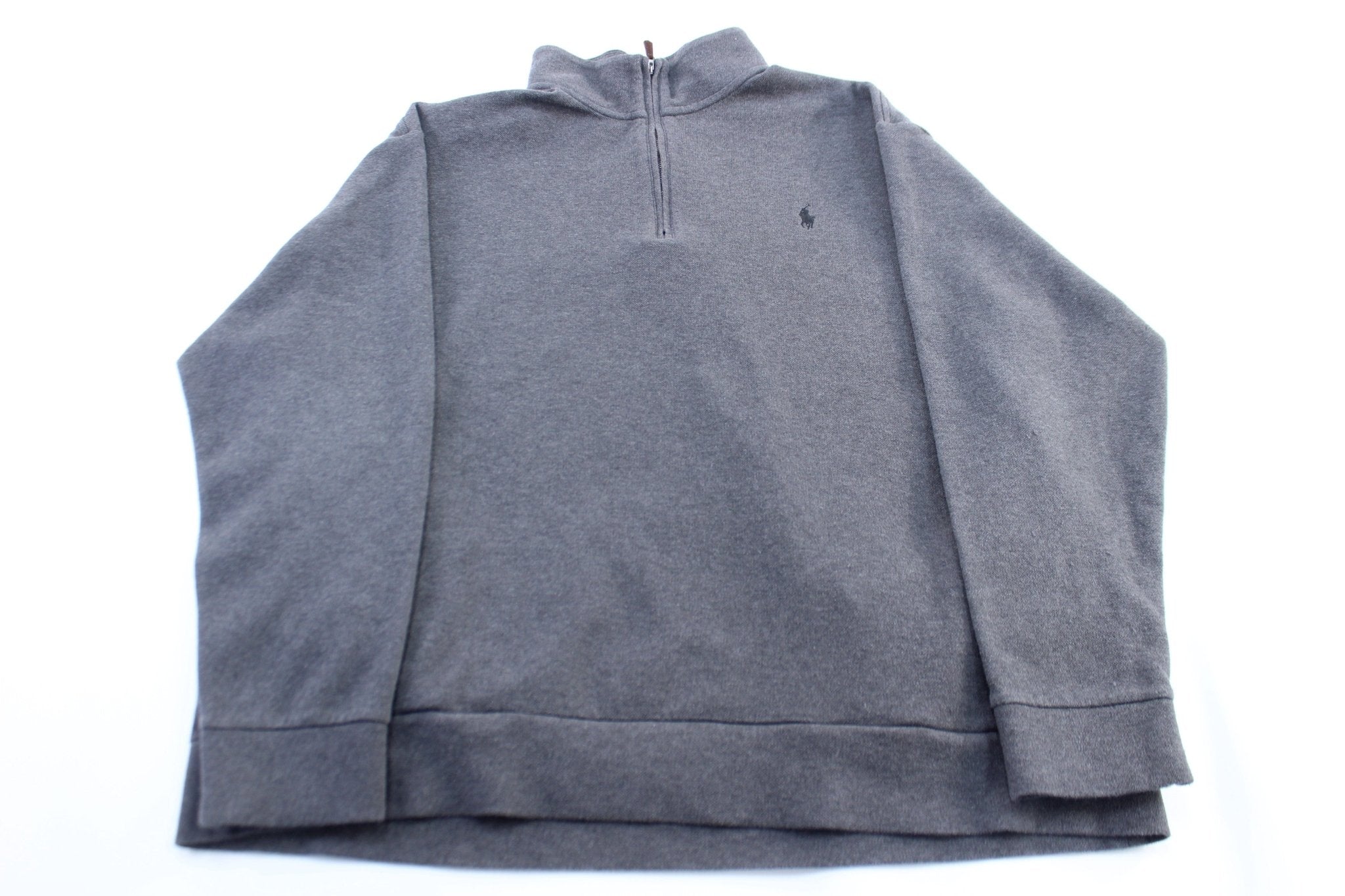 Polo Ralph Lauren Embroidered Logo Grey Zip Up Sweater - ThriftedThreads.com