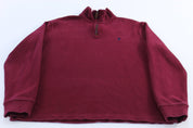 Polo Ralph Lauren Embroidered Logo Maroon Quarter Zip Sweater - ThriftedThreads.com