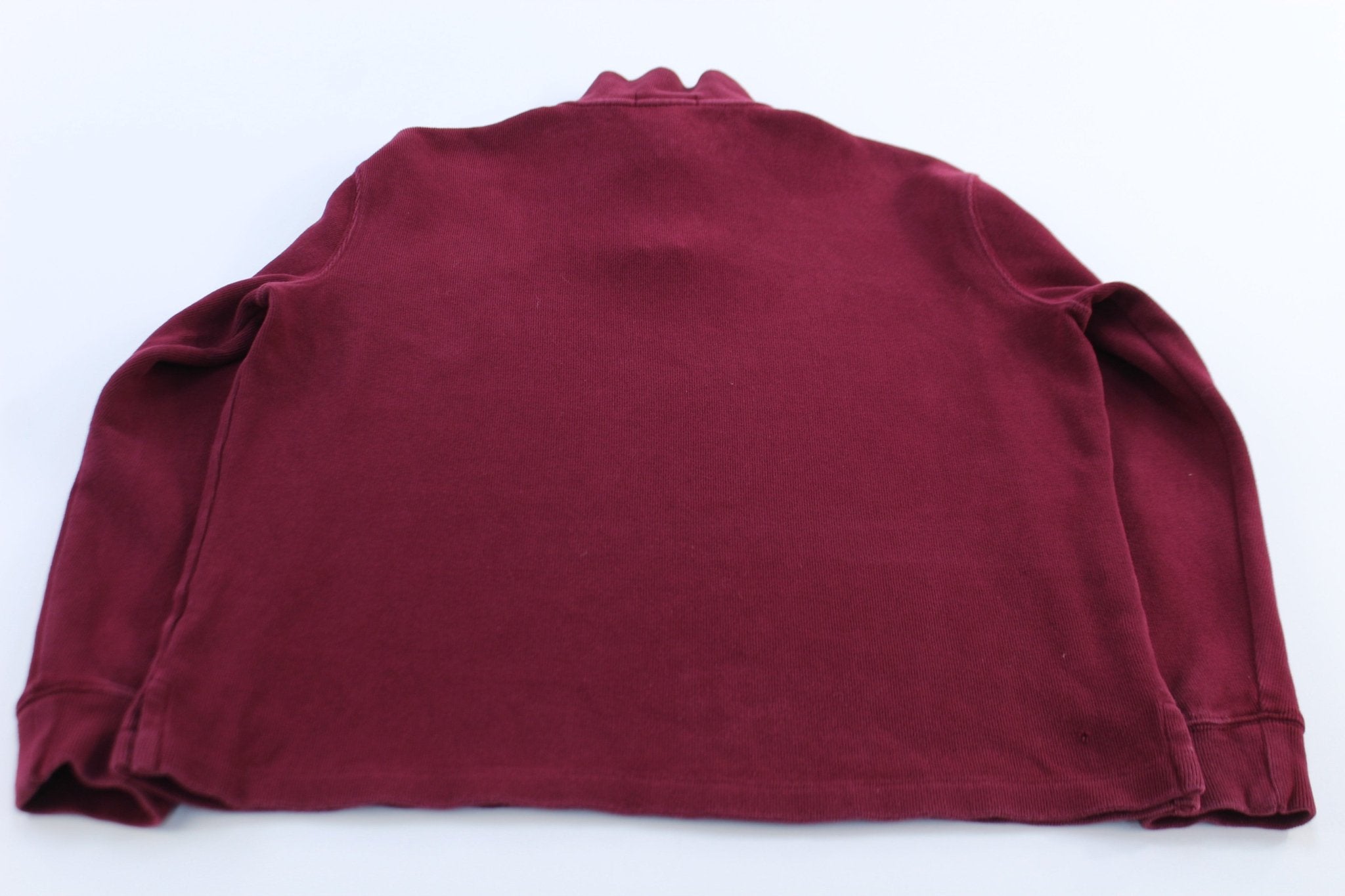 Polo Ralph Lauren Embroidered Logo Maroon Quarter Zip Sweater - ThriftedThreads.com