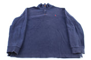 Polo Ralph Lauren Embroidered Logo Navy Blue Quarter Zip Sweater - Sweater - Thrifted Threads