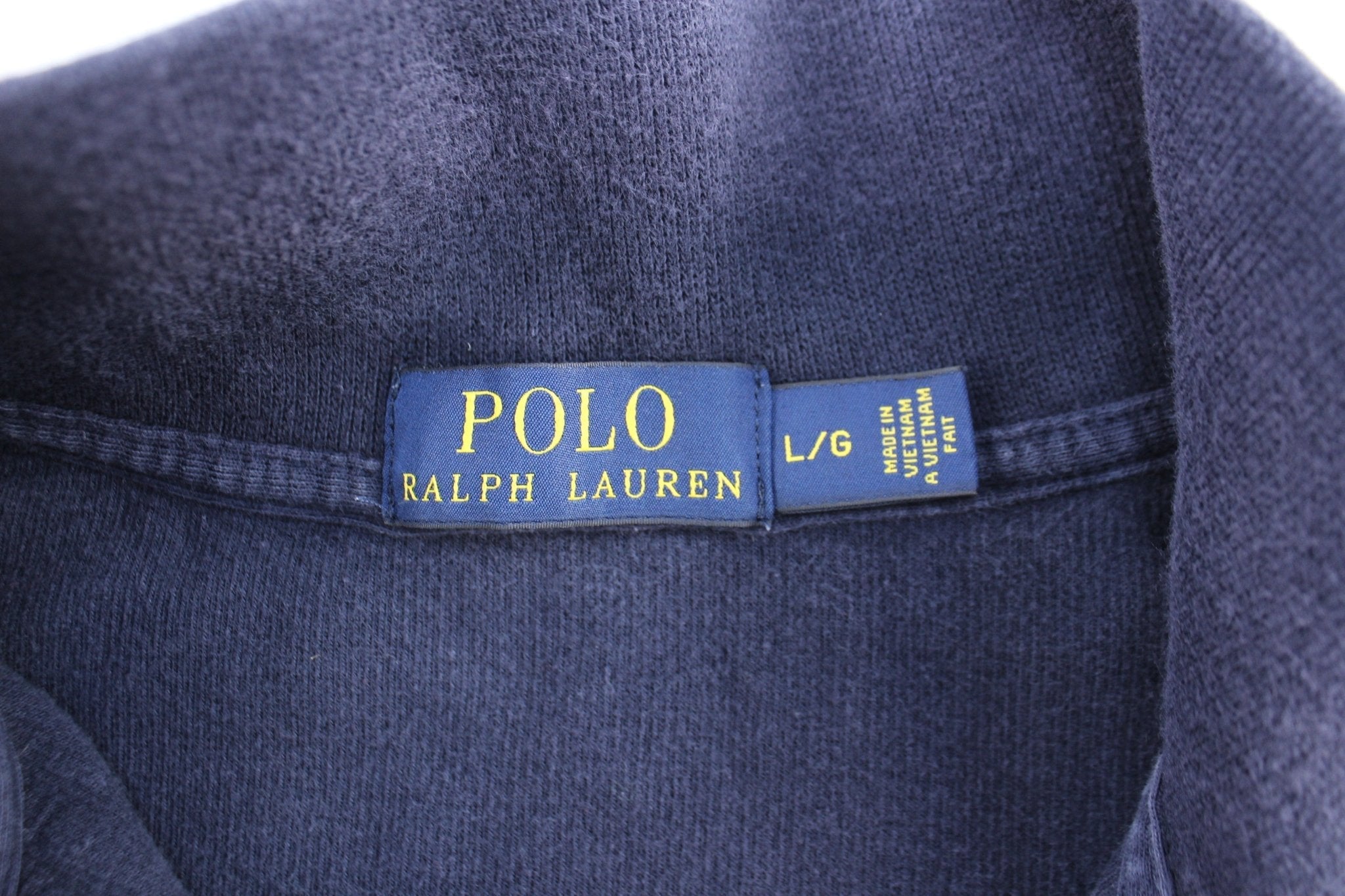 Polo Ralph Lauren Embroidered Logo Navy Blue Quarter Zip Sweater - Sweater - Thrifted Threads