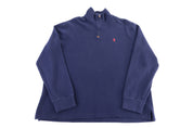 Polo Ralph Lauren Embroidered Logo Navy Quarter Zip Pullover - Sweater - Thrifted Threads