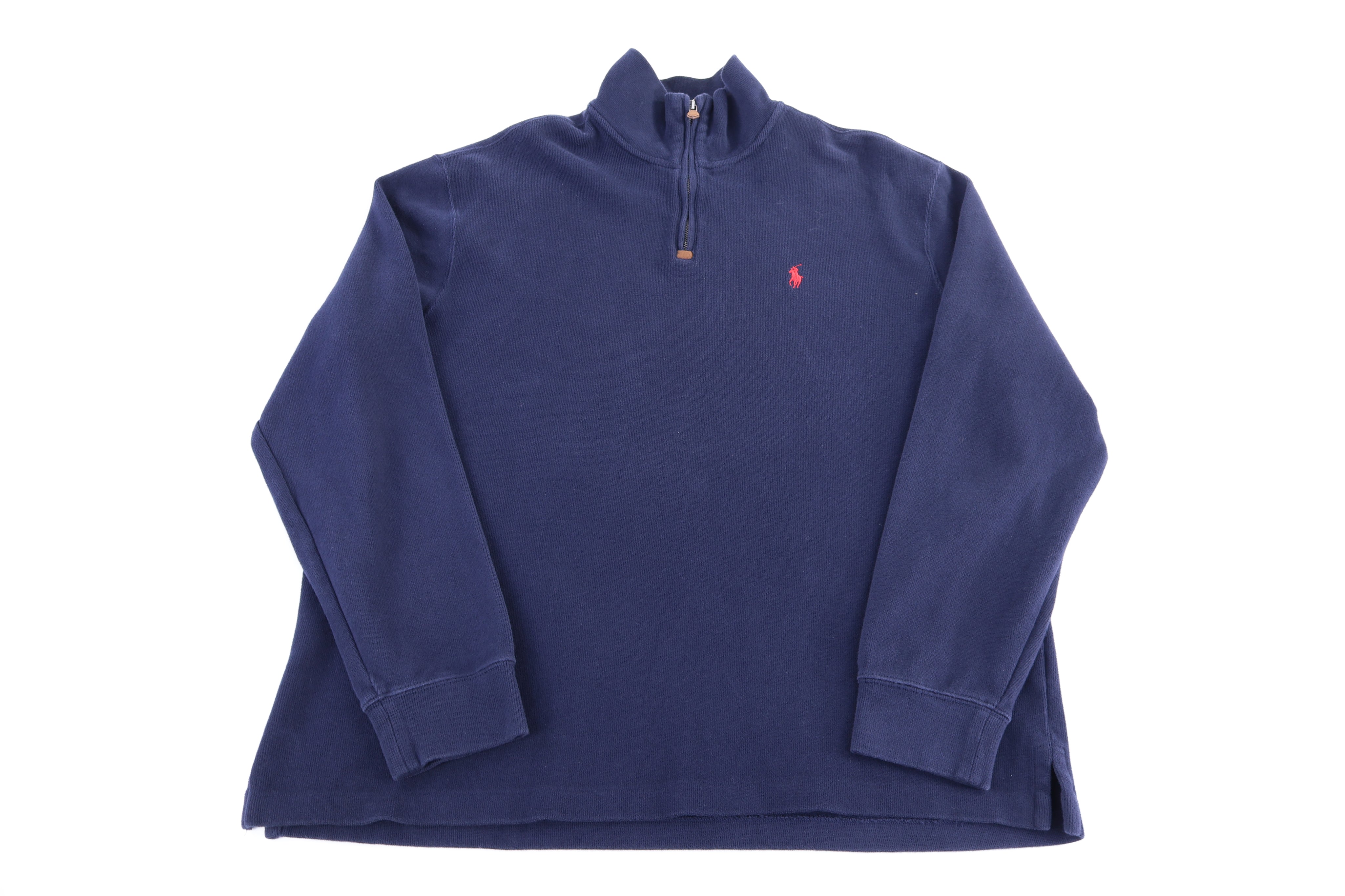 Polo Ralph Lauren Embroidered Logo Navy Quarter Zip Pullover - Sweater - Thrifted Threads