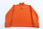 Polo Ralph Lauren Embroidered Logo Orange Quarter Zip Sweater - Sweater - Thrifted Threads