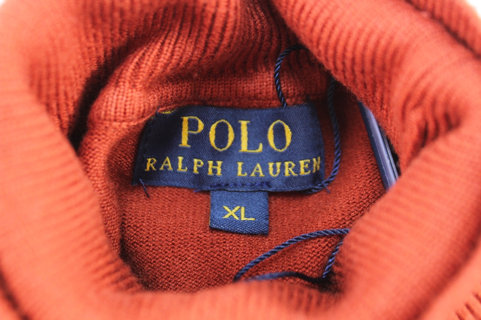 Polo Ralph Lauren Embroidered Logo Orange Turtleneck Sweater - ThriftedThreads.com