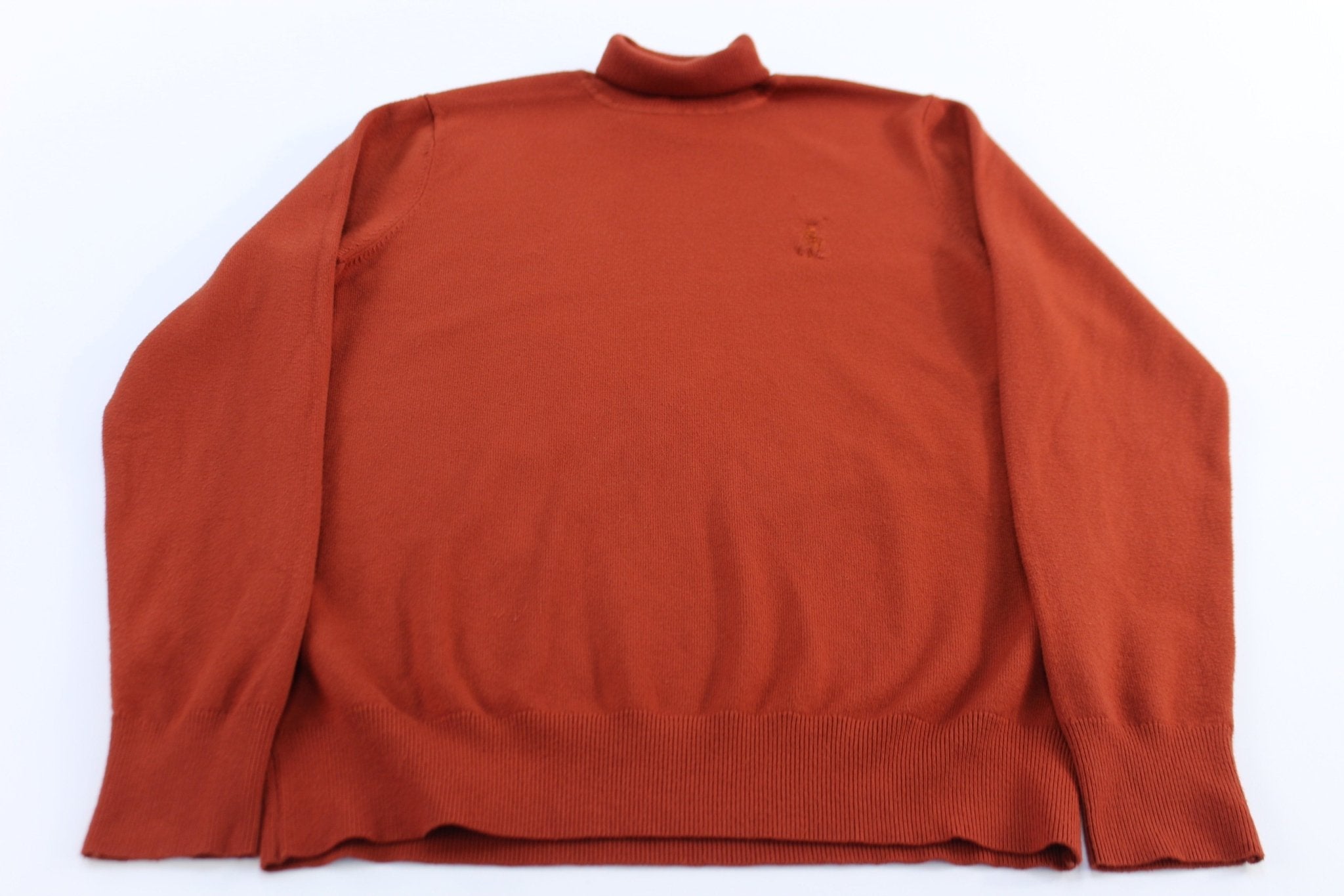 Polo Ralph Lauren Embroidered Logo Orange Turtleneck Sweater - Sweater - Thrifted Threads