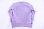 Polo Ralph Lauren Embroidered Logo Purple Cableknit Sweater - Sweater - Thrifted Threads