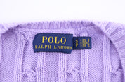 Polo Ralph Lauren Embroidered Logo Purple Cableknit Sweater - Sweater - Thrifted Threads