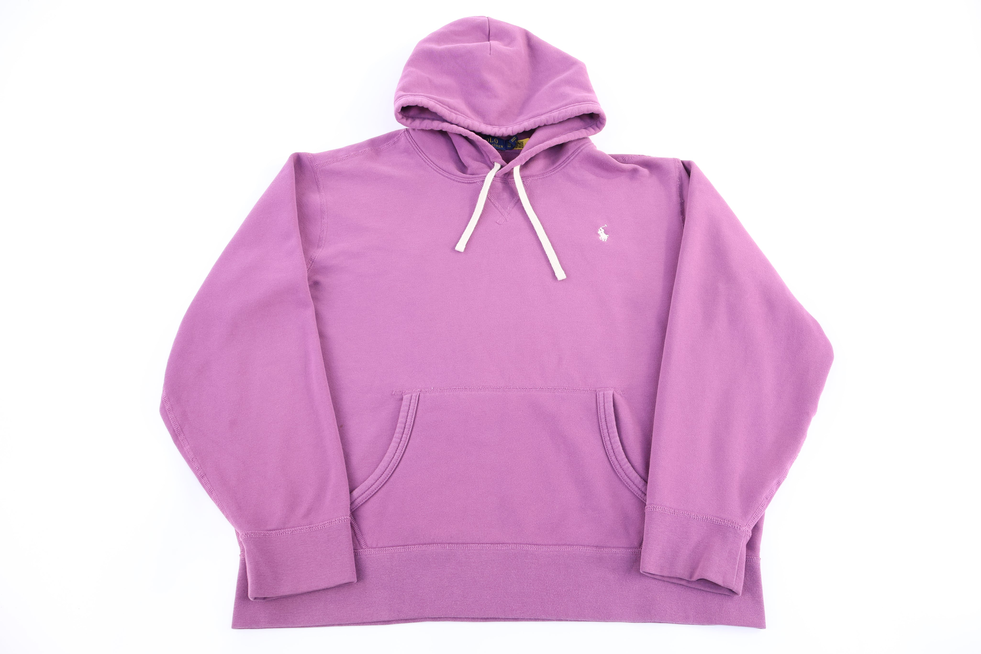 Polo Ralph Lauren Embroidered Logo Purple Pullover Hoodie - Sweatshirt - Thrifted Threads