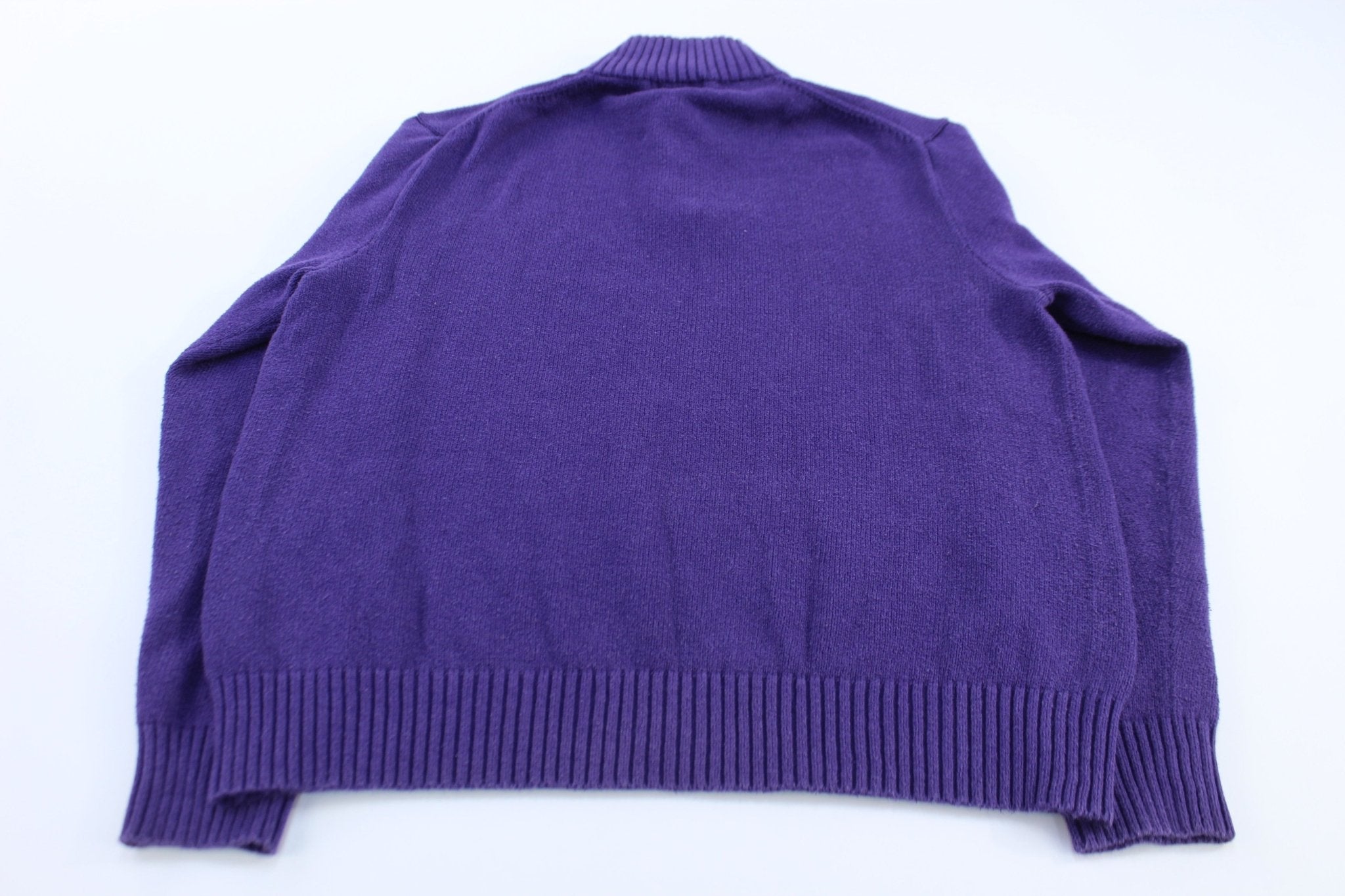 Polo Ralph Lauren Embroidered Logo Purple Pullover Sweater - ThriftedThreads.com
