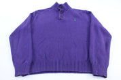Polo Ralph Lauren Embroidered Logo Purple Pullover Sweater - ThriftedThreads.com